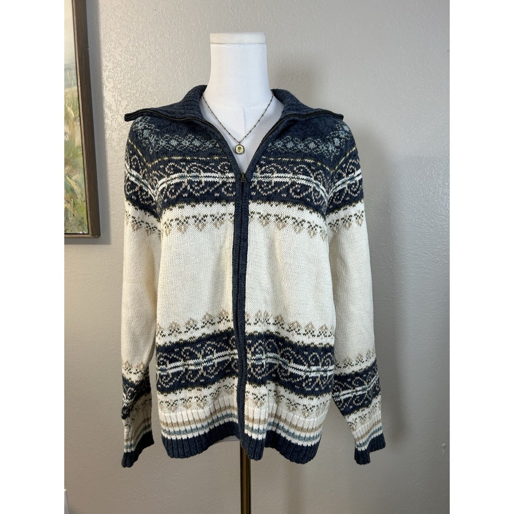Y2K Heirloom Collectibles Fair Isle Zip Cardigan Sweater Nordic size‎ XL